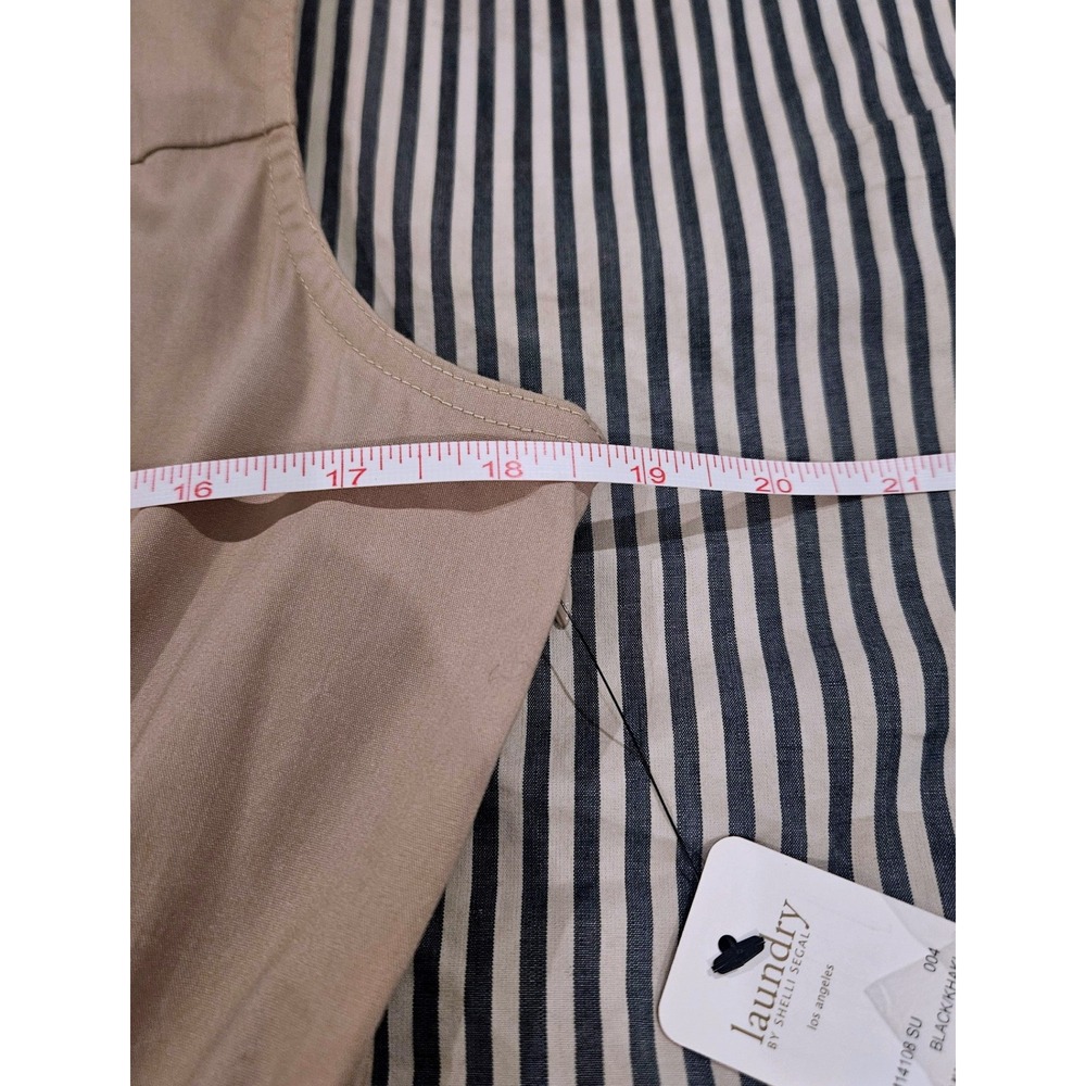 Laundry by Shelli Segal NWT Tan Black Colorblock Button Front Tie Waist Dress 12 - Picture 6 of 7